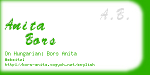 anita bors business card